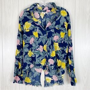 Umgee | Navy Blue Floral Button Down Long Sleeve Size Medium